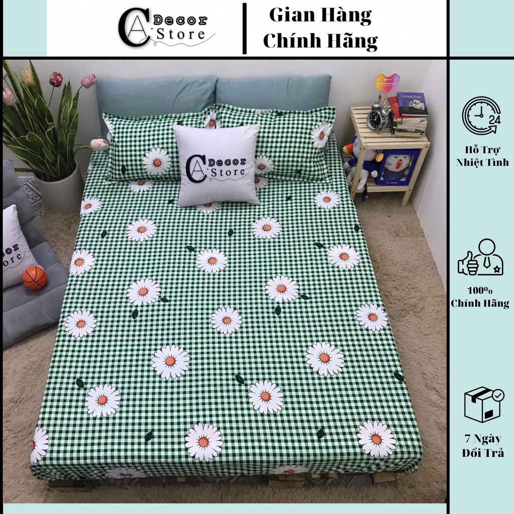 Bộ Chăn Ga Gối Cotton Poly Cúc Kẻ Xanh ( 3 Món , 4 Món , 5 Món ) By. C.A Decor Store