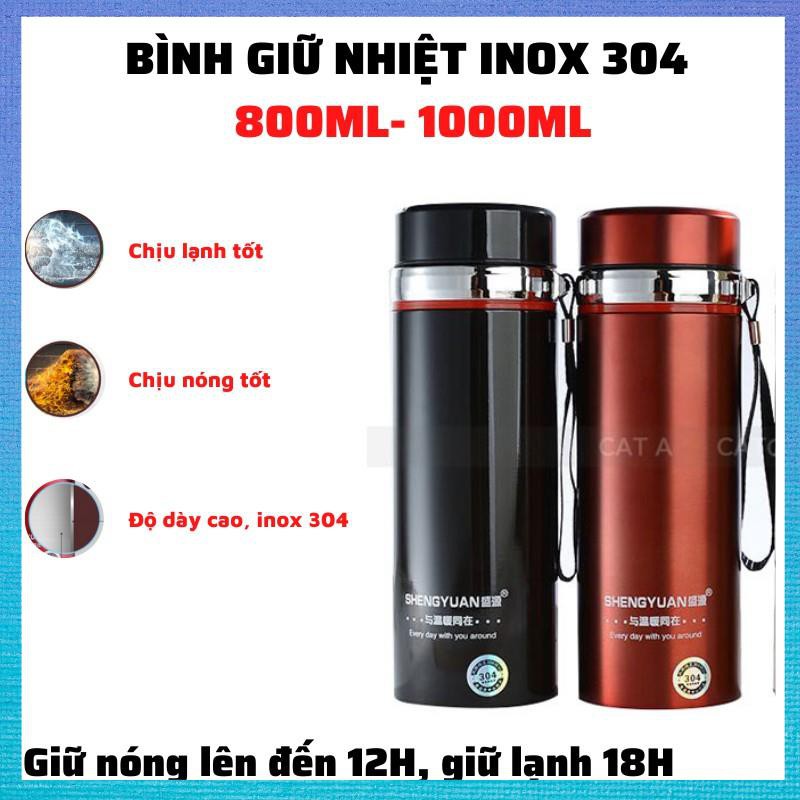 Bình Giữ Nhiệt Inox 304 không gỉ - Giữ nhiệt vô cùng hiệu quả - Dung tích lên tới 800- 1000ml