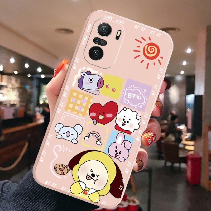 Ốp Điện Thoại Viền Vuông In Hình BTS Hoạt Hình Thời Trang Cho Xiaomi Redmi Note 10 Pro 9S 9A POCO X3 NFC M3 Pro 5G