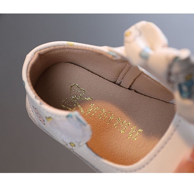 Giày búp bê thỏ nơ xanh đen trắng hoa siêu xinh cho bé gái sz 16-20