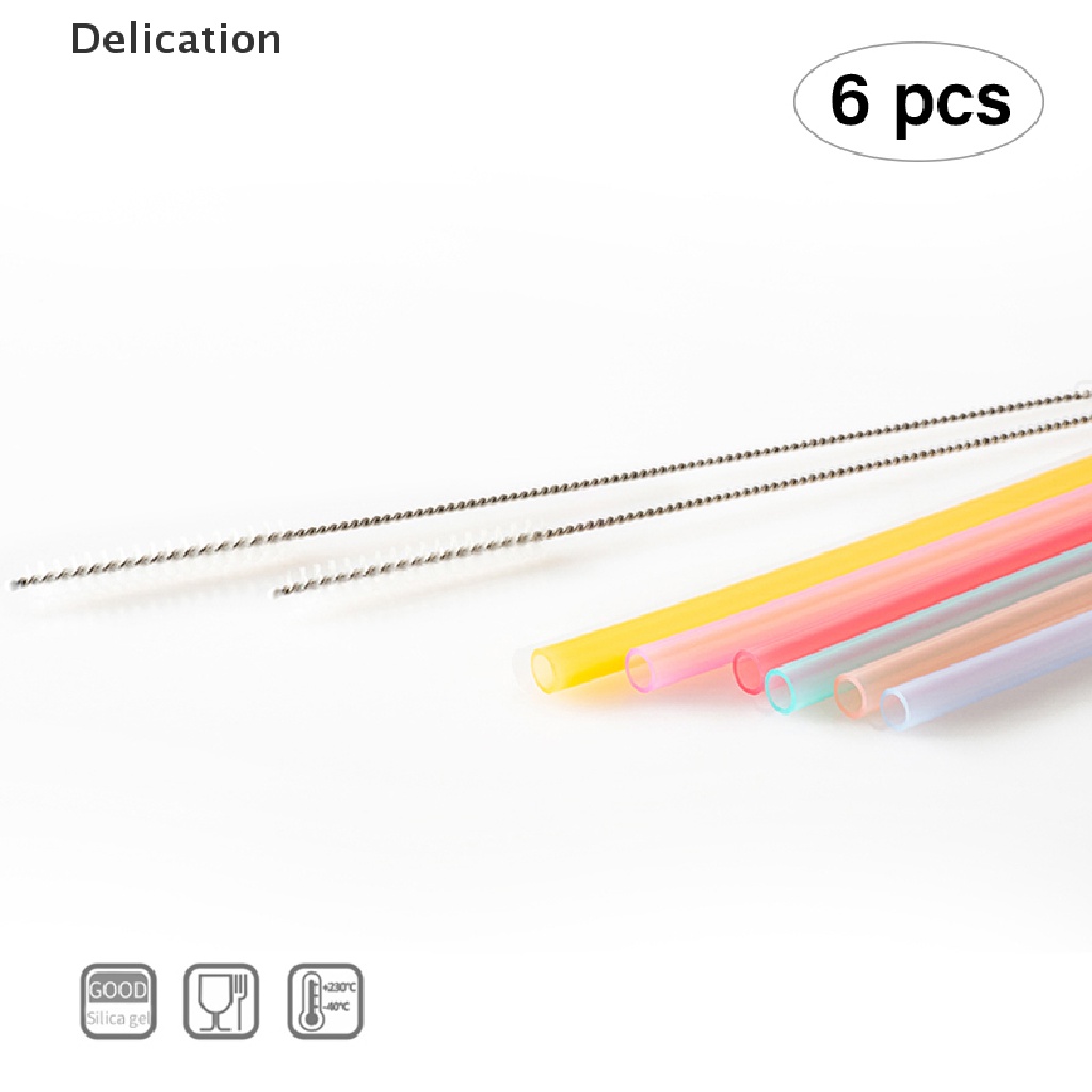 Set 6 Ống Hút Silicon Dẻo Trong Suốt Tái Sử Dụng Linh Hoạt Sáng Tạo