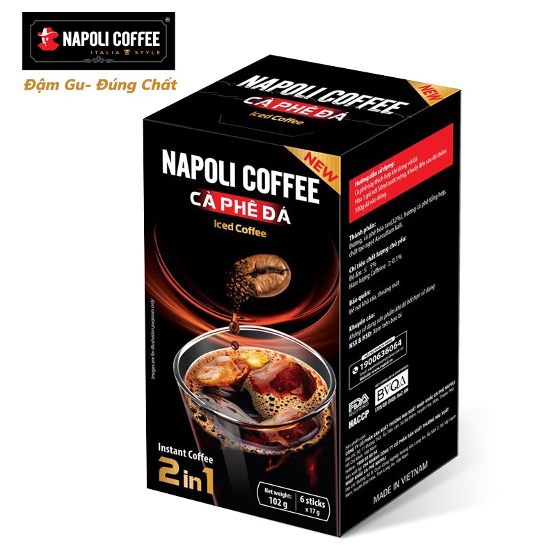 Cà Phê Hoà Tan Đen Đá 2IN1 Napoli Coffee (17g/gói) - Cà Phê SẠCH Gu Mạnh, Vị Nguyên Bản Arabica