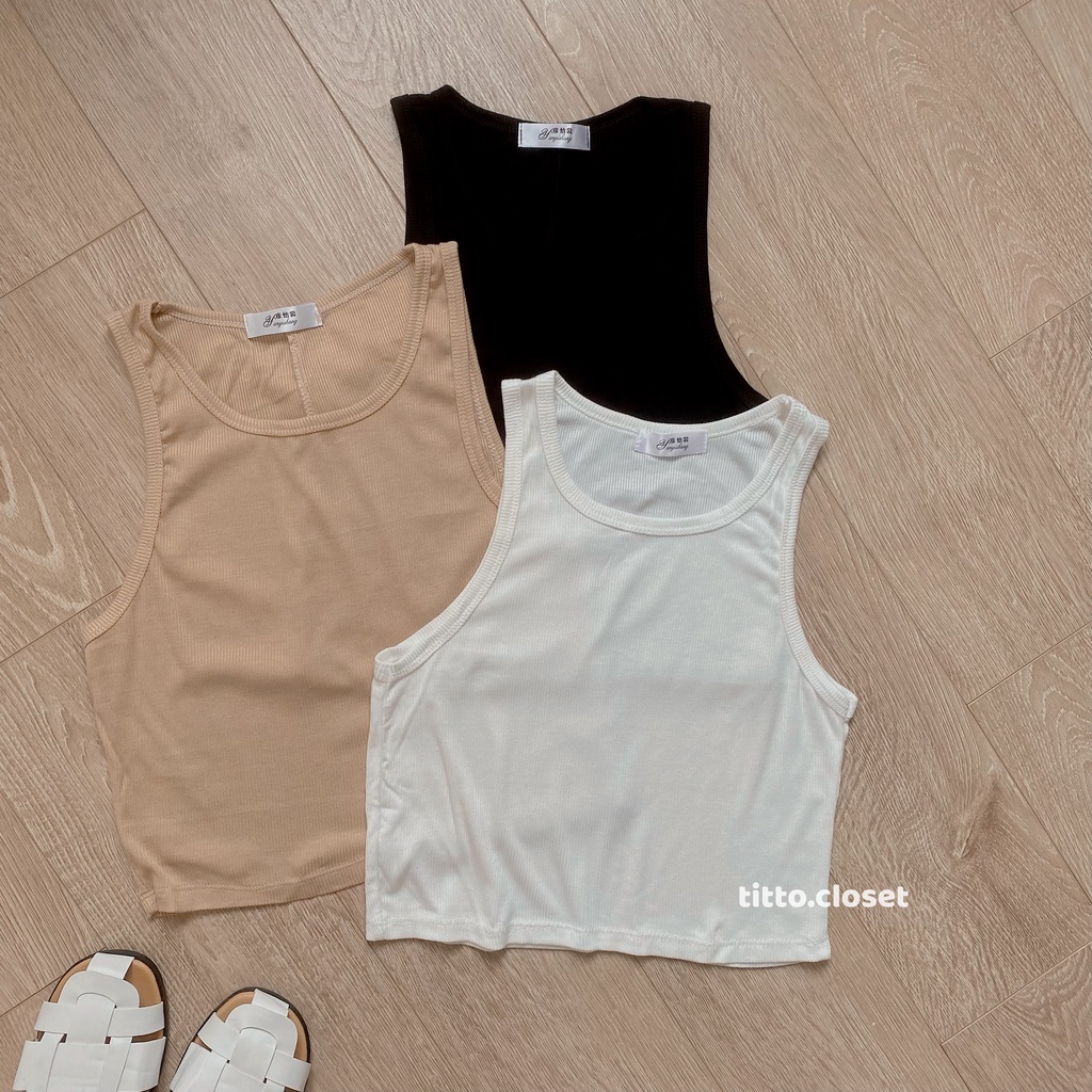 Áo Croptop Ba Lỗ Trơn Basic Thun Bozip - Ảnh Thật - Titto Closet