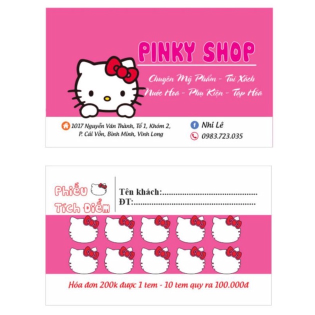 Ship từ 1 hộp Phiếu tích điểm, danh thiếp,  Thẻ Bảo hành, Card visit thiết kế theo yêu cầu, 9x5.5cm, 2 mặt