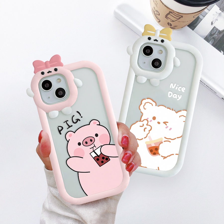 Ốp lưng iphone nơ camera hình vuông gấu heo nice 6/6splus/7/7plus/8/8plus/x/xs/11/12/13/pro/max/promax-SALE SỐC B5-16
