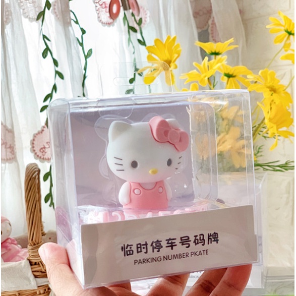 Bảng ghi số điện thoại đỗ xe tạm thời XIAODUOJIAJU hình Hello Kitty xinh xắn