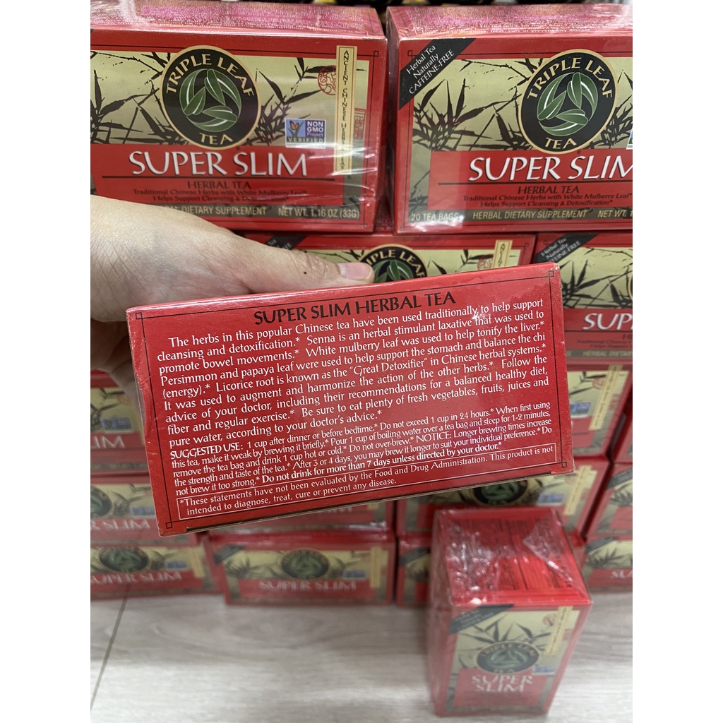 Trà giảm cân SUPER SLIM - Triple Leaf Tea  _ NHẬP MỸ 🗽✈️Với 100% thành phần từ thảo mộc🍂 Ăn uống thả ga không lo về dáng