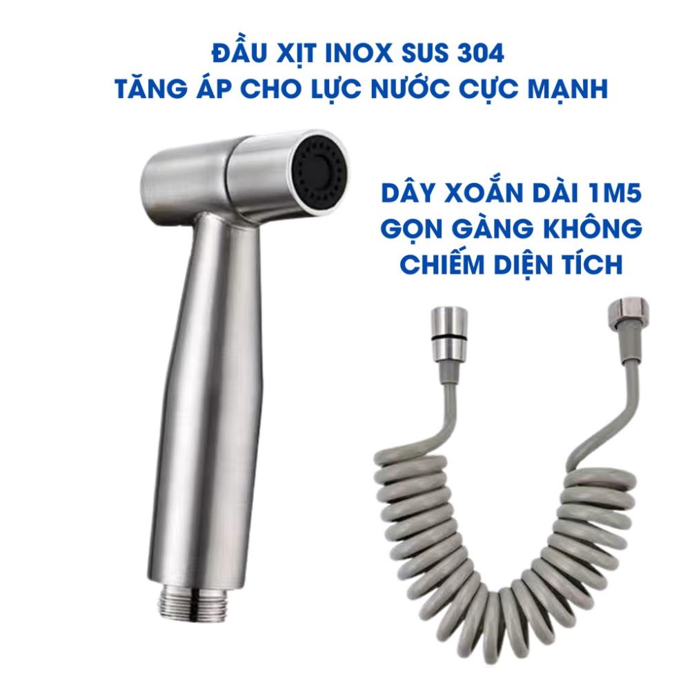 Vòi xịt vệ sinh Toilet Inox 304 Cao Cấp Tăng áp Lực Nước Siêu Mạnh K125