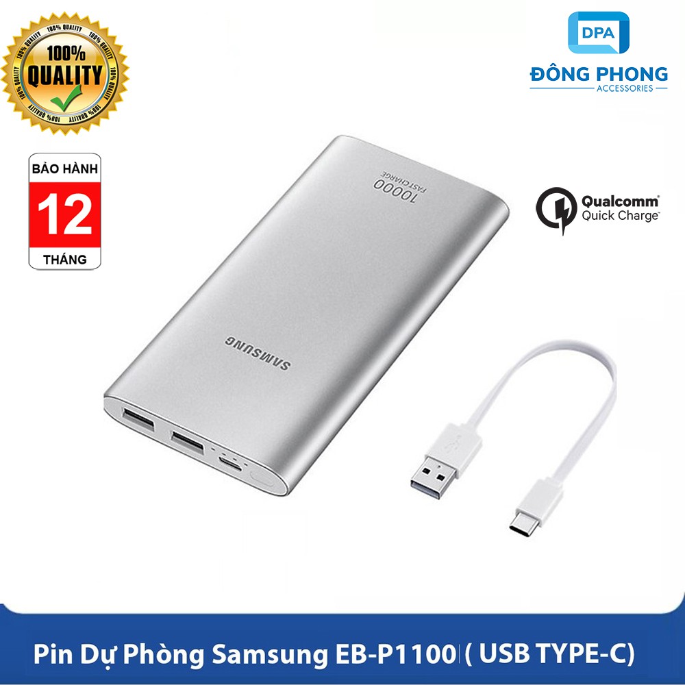 Pin dự phòng Samsung 10000mAh EB-P1100 chính hãng cổng Type C hỗ trợ sạc nhanh quick charge