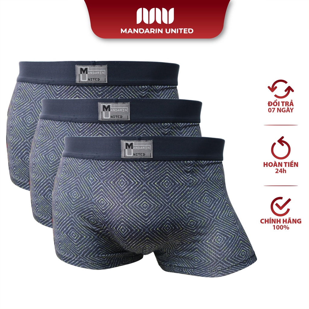 Combo 3 quần lót nam MANDARIN UNITED sịp đùi thông hơi co giãn đa chiều thấm hút