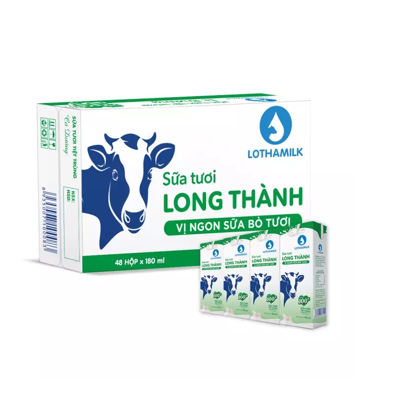 Sữa tươi tiệt trùng Long Thành Lothamilk có đường 110ml - Vị ngon từ sữa tươi nguyên chất - MaMaTV Shop