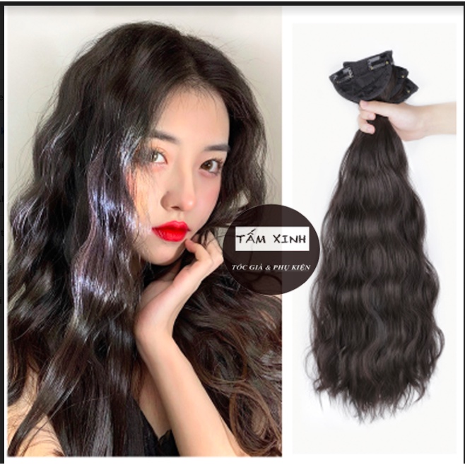 Tóc giả nữ đẹp dạng kẹp cao cấp làm dày tóc, phồng tóc dải tóc tự nhiên mềm đẹp - GIÁ 1 DẢI