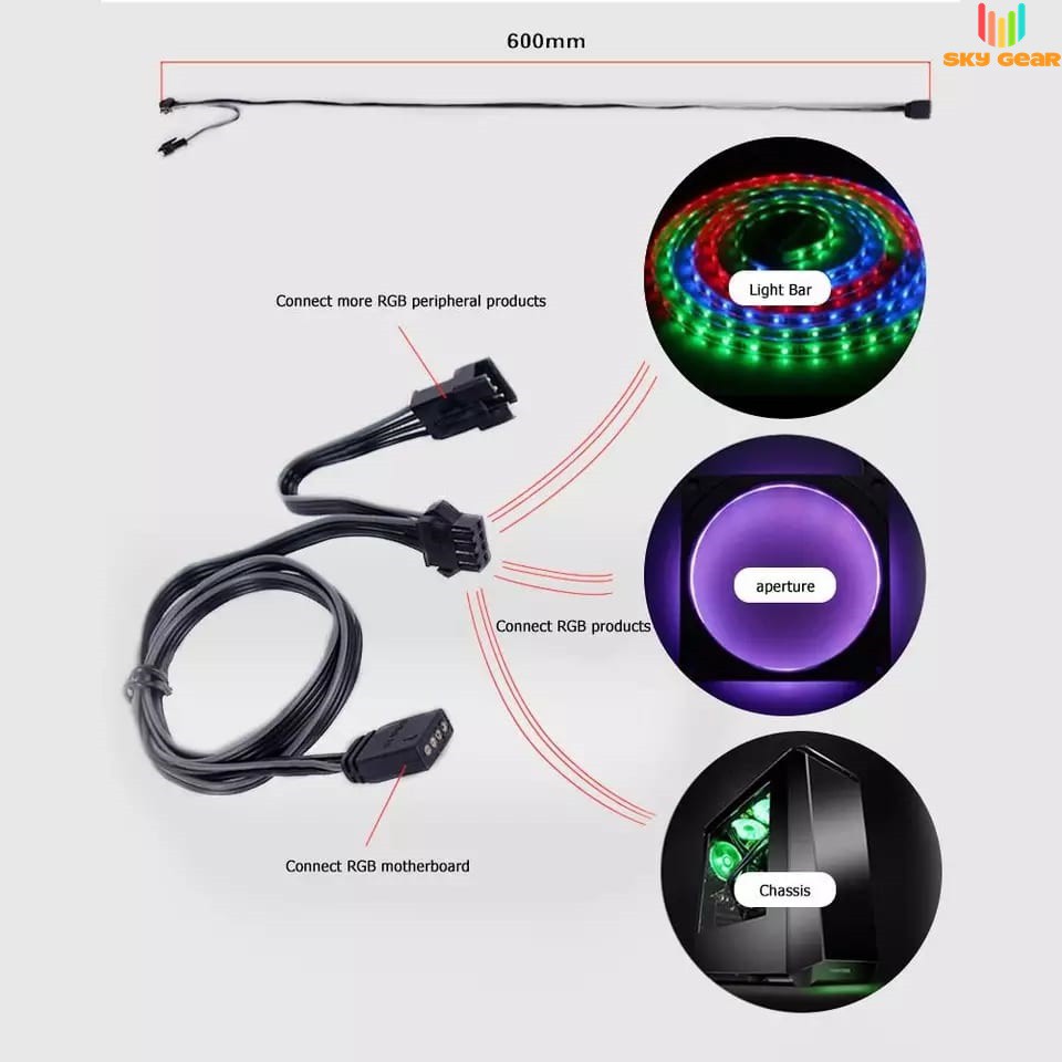 Cáp chuyển đổi LED 12v RGB Phanteks