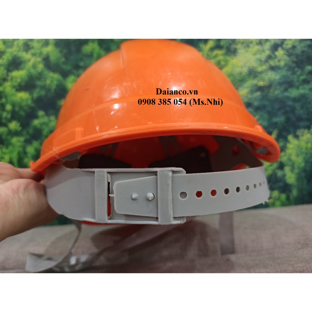 Nón bảo hộ khóa khóa gài màu cam có lỗ thông hơi thoáng mát- Hình thật