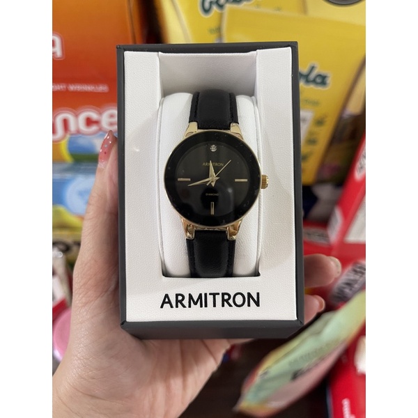 (AUTH 💯) Đồng hồ nữ mặt tròn Armitron dây da FULL BOX
