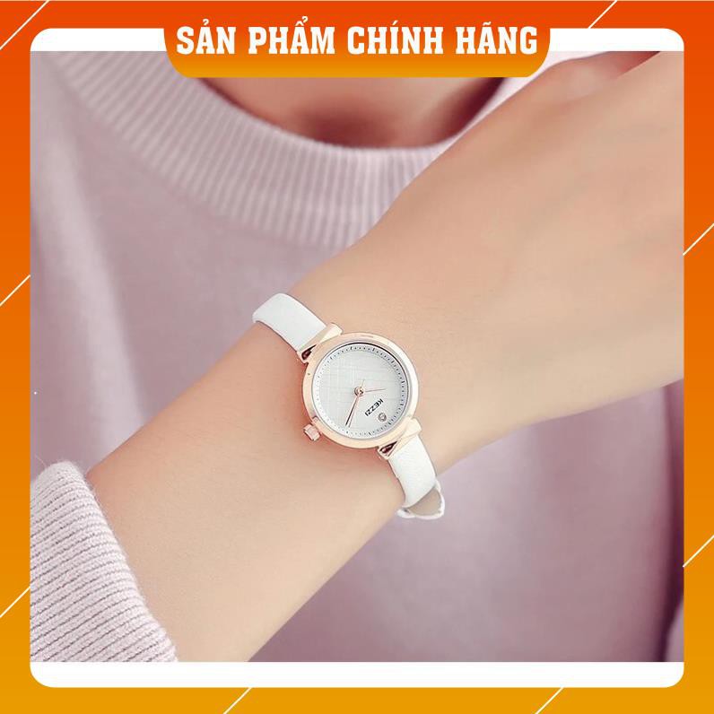 Đồng hồ nữ Kezzi 1780 hàng chĩnh hãng dây da mặt tròn size mini