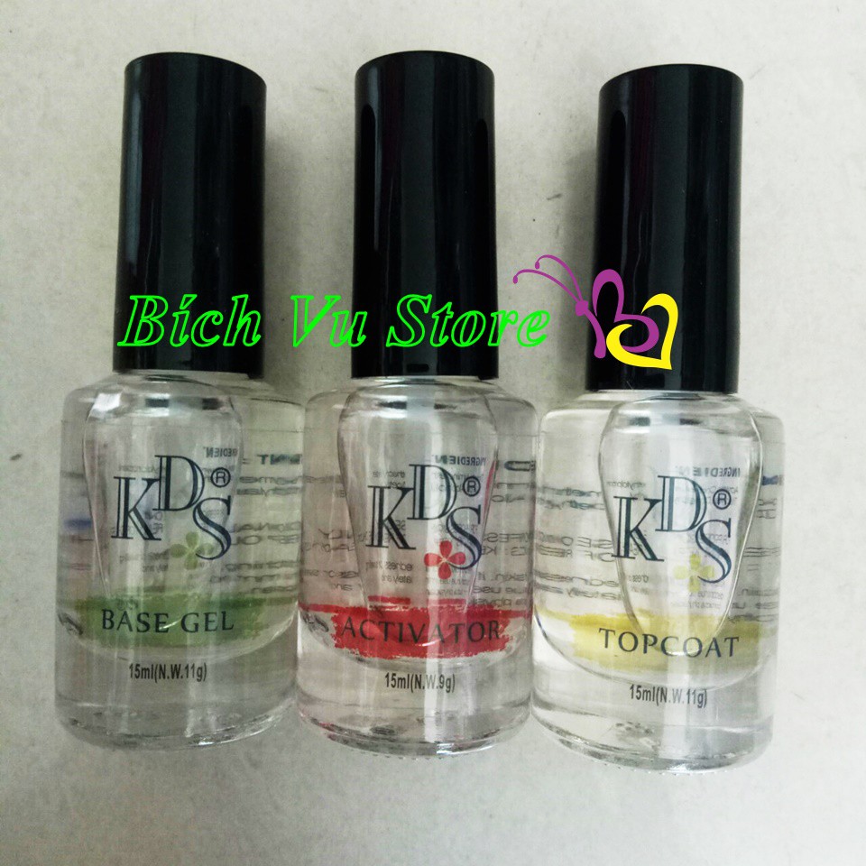 Bột nhúng KDS (Base gel, Activitor, Top) 65k/chai/15ml; set 3 chai/ 185k; (set 3 chai +3 hủ bột/ 265k)