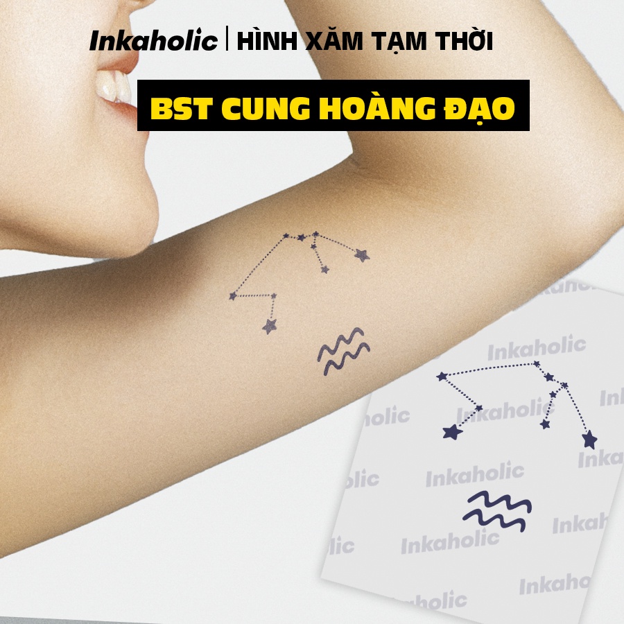 [Chủ đề Cung hoàng đạo và năm sinh] Hình xăm dán tạm thời Inkaholic 15 ngày, xăm trong 1 phút, chống nước.