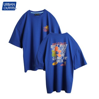 Áo Thun Nam Big Size URBAN OUTFITS Tay Lỡ OverTee Cổ Tròn In Hoa Mặt Trời SunFlower Form Rộng 100% Cotton Xanh ATO03DBL