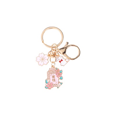 Móc Khóa Hình Thỏ May Mắn / Hoa Đào Hoạt Hình Bằng Kim Loại Sáng Tạo