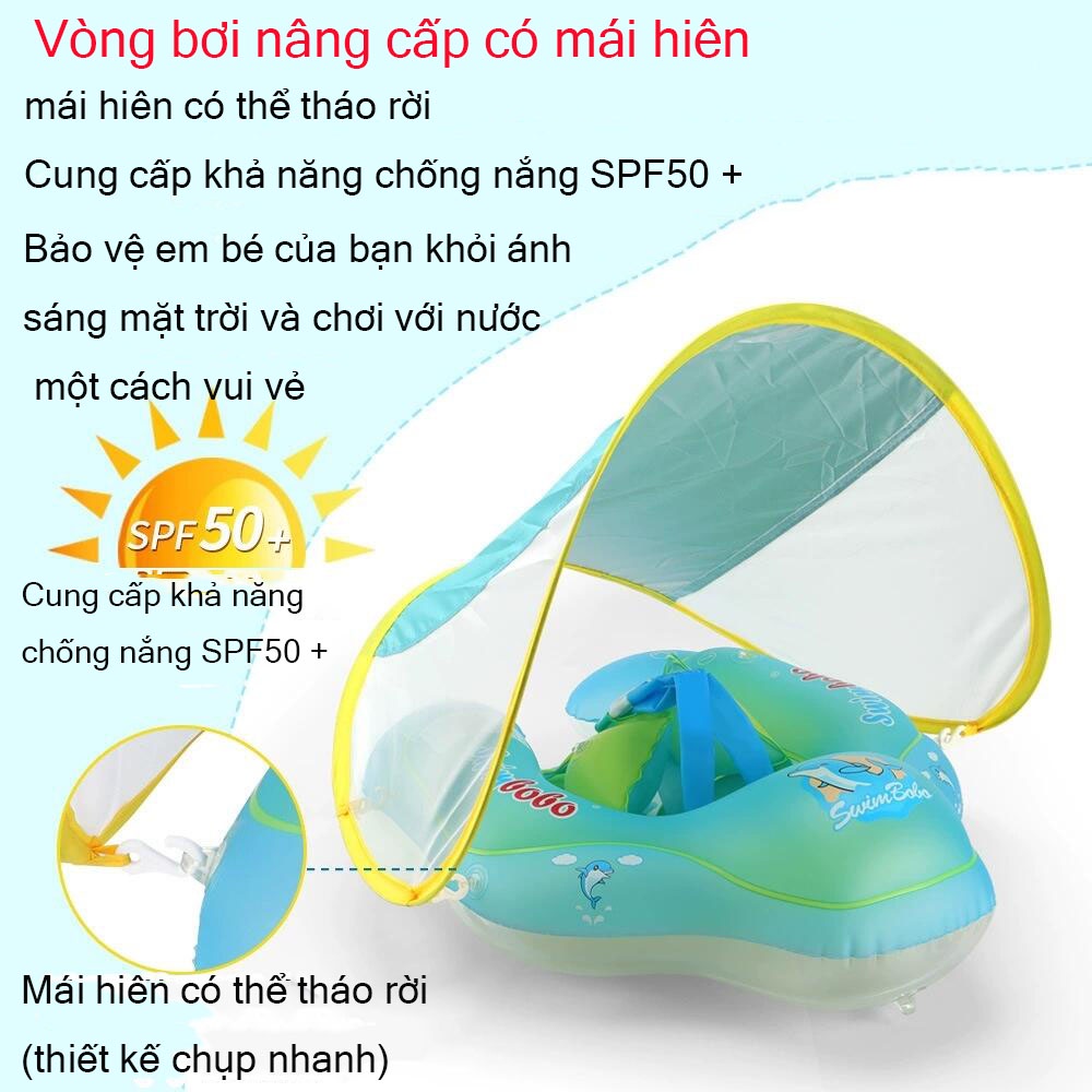 Swimbobo-Phao bơi chống lật cho bé,với mái hiên có thể tháo rời,Phao bơi chống lật, phao tập ngồi,luôn giữ thăng bằng cho bé khi đi bơi, được tặng kèm bơm ,Phao Bơi Cho Bé Có Ghế Ngồi Tựa Lưng,phao tắm,an toàn,đồ chơi an toàn cho bé,phao lưng