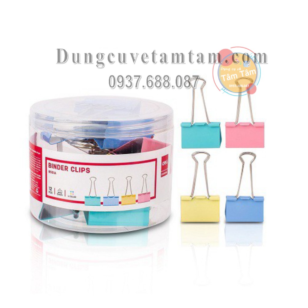 [ TÂM TÂM ]-Kẹp bướm màu 15mm/19mm/25mm/32mm/41mm/51mm, Kẹp bướm màu Deli