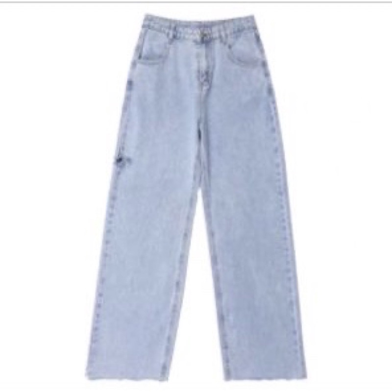 &lt;Siêu rẻ&gt; Quần jeans xanh suông rách 1 [Fs50k]