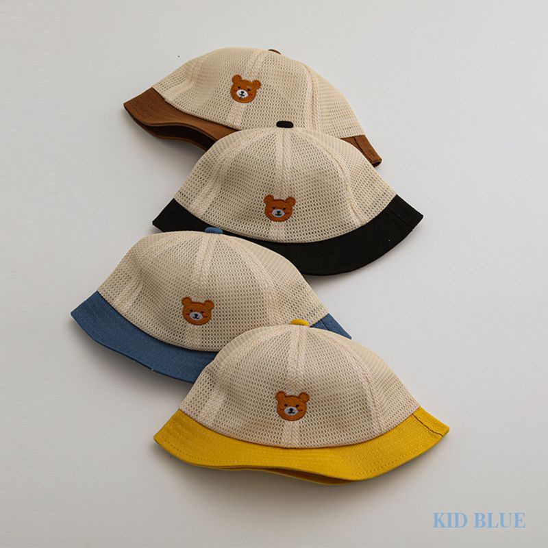 Mũ Tai Bèo Phối Lưới Thêu Hình Gấu Nhỏ Dễ Thương Cho Bé