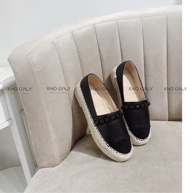 Giày Slipon cói viền đinh