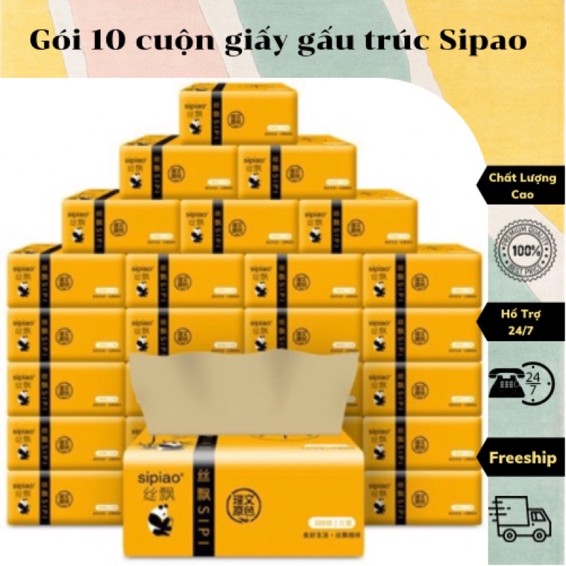 10 Cuộn giấy ăn gấu bông trúc - chính hiệu sipiao