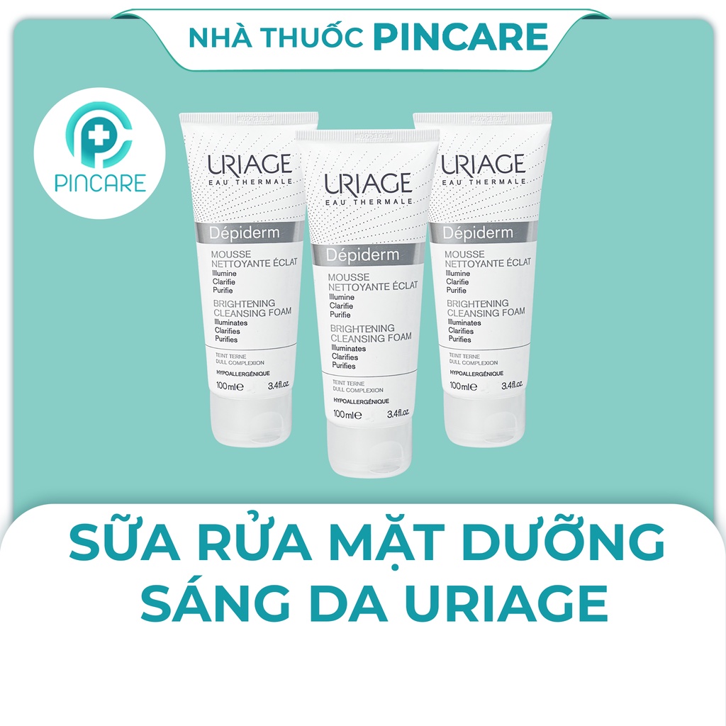 Sữa rửa mặt trắng da Uriage Depiderm Mousse Nettoyante Éclaircissante 100ml - Hàng chính hãng - Nhà thuốc PinCare
