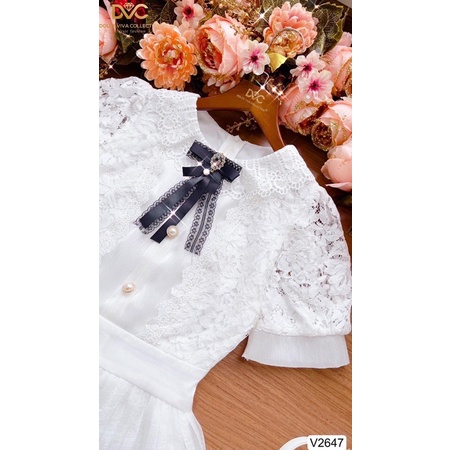 V2647 Váy trắng công sở suông dài dập ly  -  Dolce viva colection