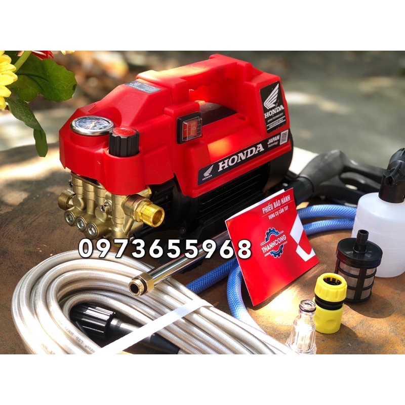 Máy rửa xe H.O.N.D.A áp lực 3500W - Máy rửa xe  mini chỉnh áp tặng bình  tạo bọt lõi đồng 100%