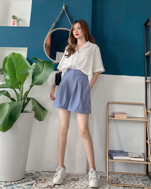 Quần đùi nữ xếp li Cotton Candy shorts, LUCETFASHION