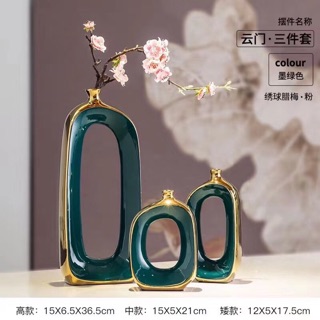 Bộ 3 lọ hoa nghệ thuật- decor- men xanh bắc âu