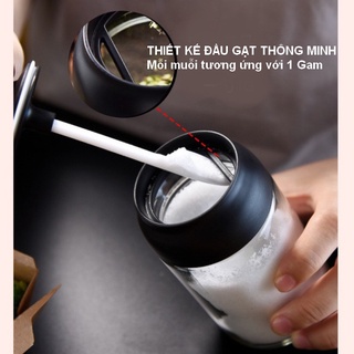 Hủ đựng gia vị, Lọ đựng gia vị bằng thủy tinh kèm muỗng thìa cao cấp có nắp kín chống ẩm dung tích 250ml EC Life 01