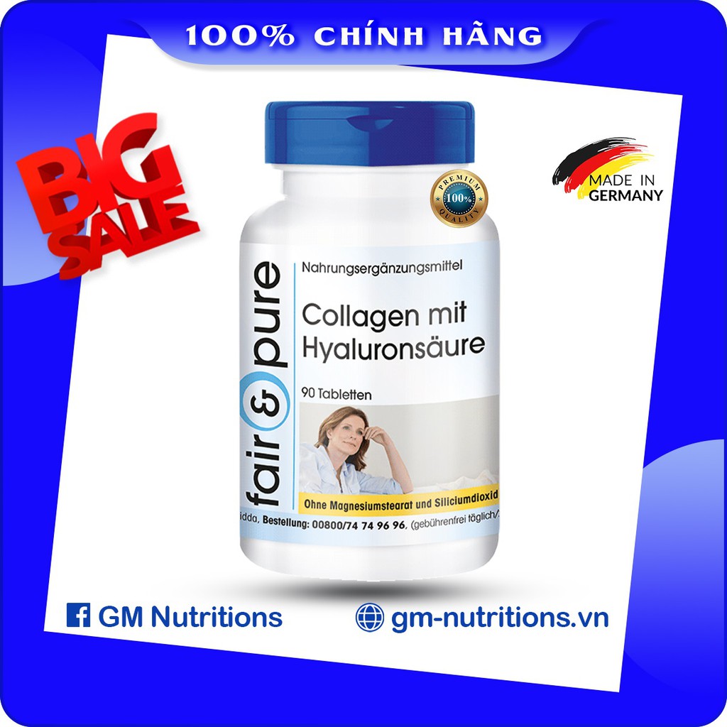 Viên uống bổ sung Collagen Hyaluronsaure Vitamin C Fair & Pure Đức