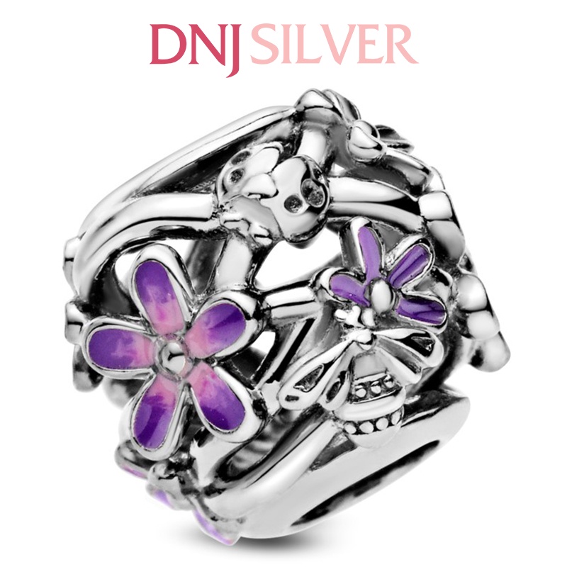 [Hàng cao cấp] Charm bạc 925 cao cấp, hàng chuẩn bạc - Charm Openwork Purple Daisy thích hợp để mix vòng tay charm-DN014