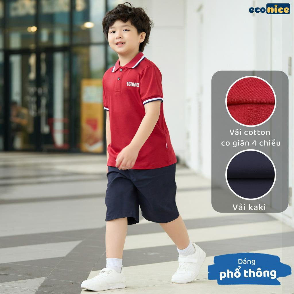 Bộ quần áo thun phông polo cho bé trai style Hàn Quốc Econice A104-Q20 . Size đại trẻ em 5, 6, 8, 10, 11,12 tuổi