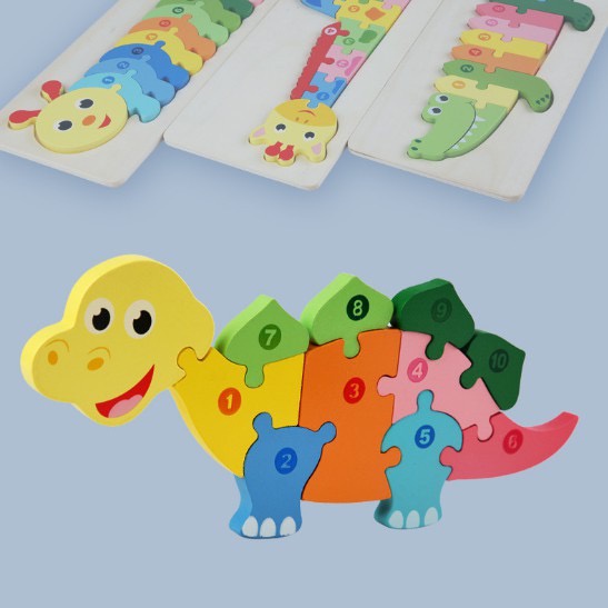 Đồ chơi bộ tranh ghép hình montessori, xếp hình gỗ nổi nối số 3d gồm 10 số tương ứng số 1-10 - Tranh ghép gỗ nổi