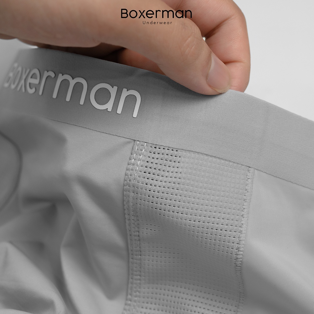Quần boxer nam PRO MESH/Xám co giãn thoải mái thoáng mát khử mùi kháng khuẩn cao cấp BOXERMAN
