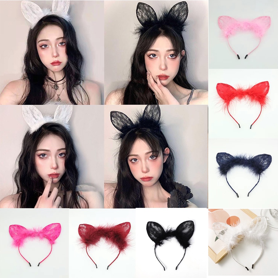 Băng đô ren đính nơ xinh xắn phong cách Hàn Quốc cho nữ