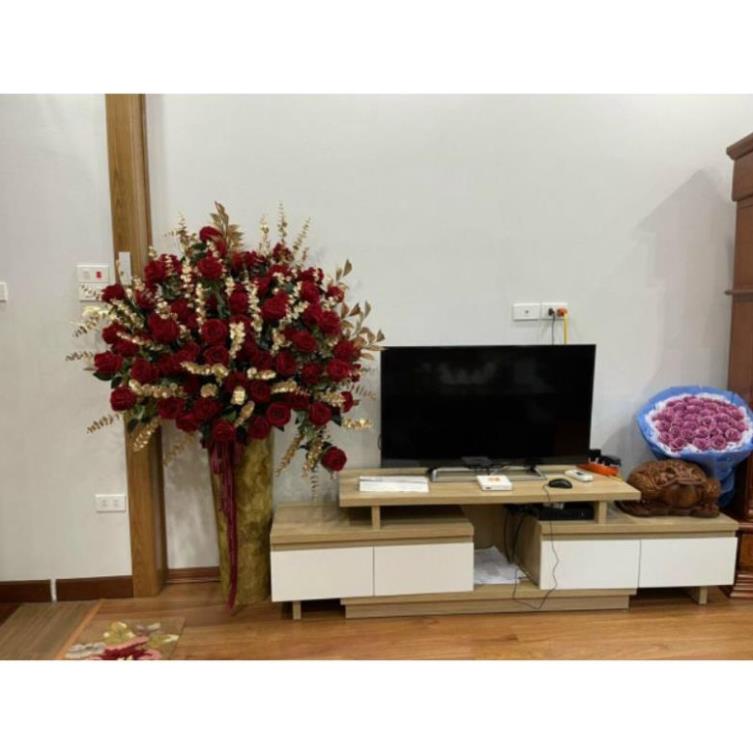 Cành xòe quạt, lá táo màu đồng - phụ kiện trang trí giả