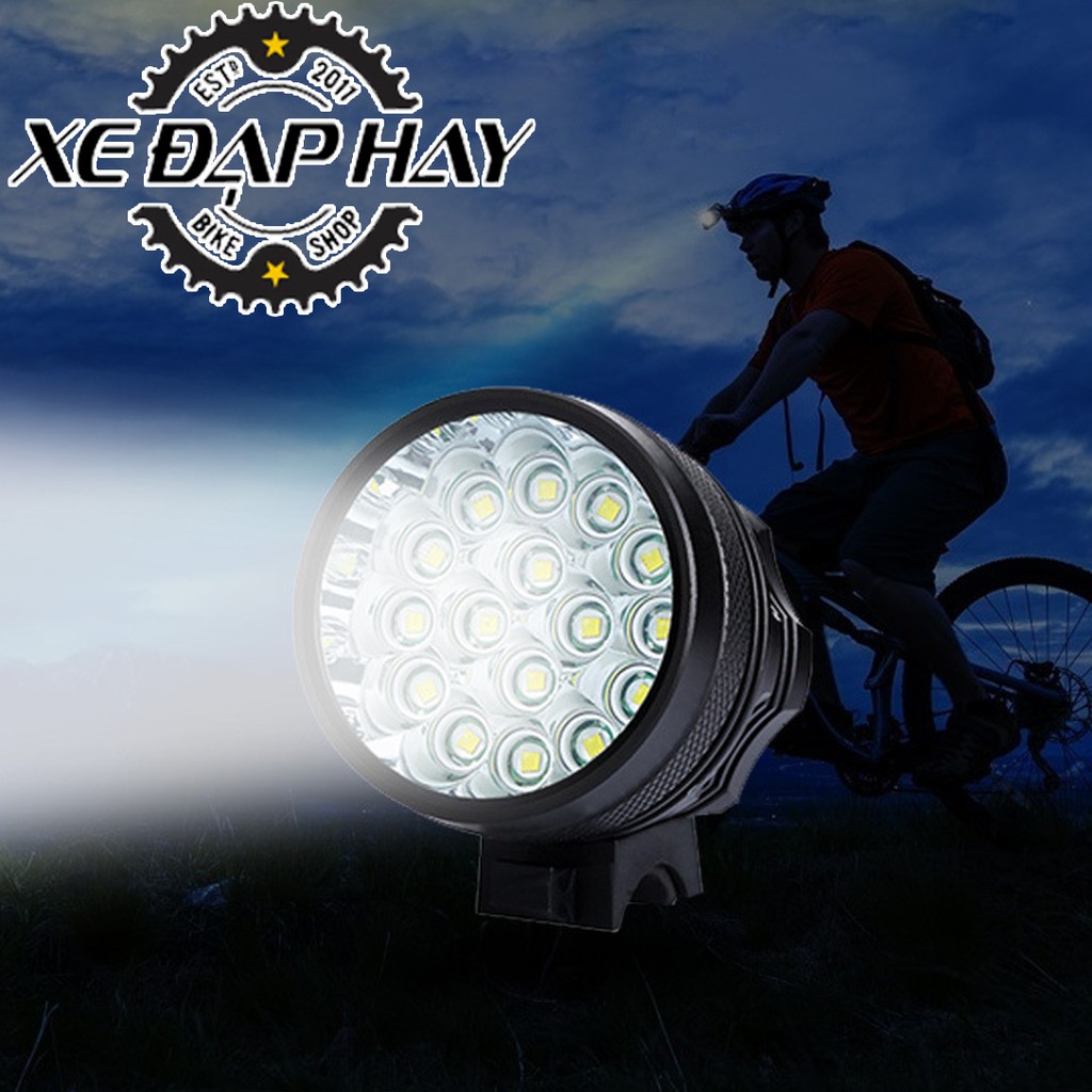 Đèn Pha Xe Đạp 16LED T6 | Độ Sáng 19200 Lumens,Công Suất 160W |Pin Sạc Lithium 18560 X6 | Tuổi Thọ LED 10000 Giờ