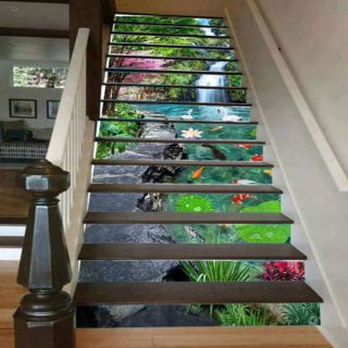 Tranh 3D dán cầu thang thác nước 100x180cm