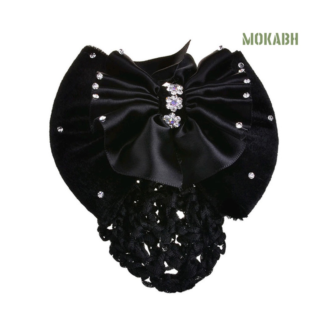 Kẹp Tóc Nơ Vải Satin Đính Đá Thời Trang Cho Nữ