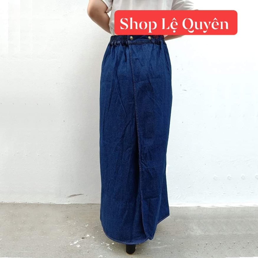 Váy chống nắng Jean thêu mềm, có nút bấm cao cấp