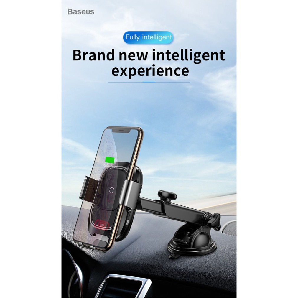 Đế giữ điện thoại trên xe hơi tích hợp sạc không dây Baseus Smart Vehicle Bracket 10W Wireless Charger