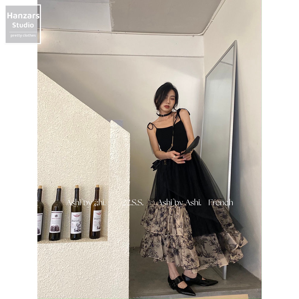 Váy Hai Dây Xòe Nhiều Lớp Bồng Bềnh Màu Đen Vintage Hanzars.studio 5