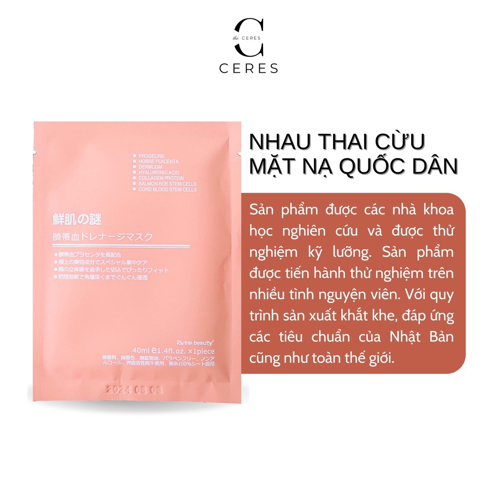 Mặt Nạ Nhau Thai Cừu Nhật Bản Hộp 50 Miếng - Mask Giấy Rwine Dưỡng Da Dưỡng Ẩm 40ml